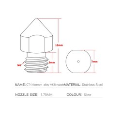 0.2mm MK8 Titanyum Alaşımlı Nozzle - Creality Uyumlu - Thumbnail