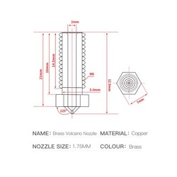 0.3mm E3D Volcano Pirinç Nozzle - 1.75mm - Sidewinder X1 - Thumbnail