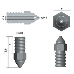 0.3mm High-Speed Nozzle - Creality Ender 5 S1 Uyumlu - Thumbnail