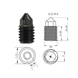 0.4mm Bambu Lab X1-P1P CHT Sert Çelik Nozzle - High Flow - Thumbnail