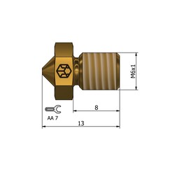 0.4mm E3D CSA Pirinç Nozzle - Thumbnail