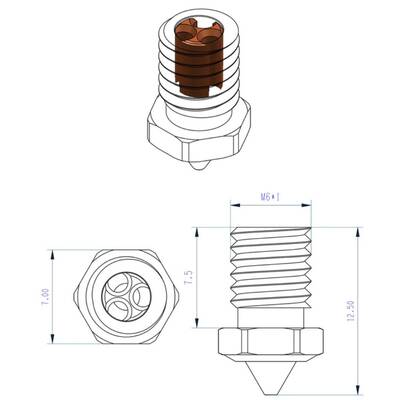 0.4mm E3D V5-V6 High-Speed CHT Pirinç Nozzle