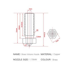 0.4mm E3D Volcano Çelik Nozzle - 1.75mm - Sidewinder X1 - Thumbnail
