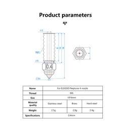 0.4mm Elegoo Neptun 4-4 Pro CHT Sertleştirilmiş Çelik Nozzle - Thumbnail