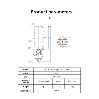 0.4mm Elegoo Neptun 4-4 Pro CHT Sertleştirilmiş Çelik Nozzle