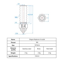 0.4mm Elegoo Neptun 4-4 Pro Pirinç Nozzle - Thumbnail