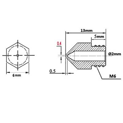 0.4mm Mk8 Pirinç Nozzle- Creality Ender 3 V2 Uyumlu - 10 Adet