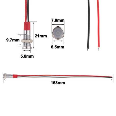 06L-P1 6mm 12-24V Kablolu Metal Sinyal Lambası - Sarı