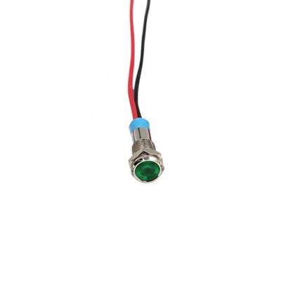 06L-P1 6mm 12-24V Kablolu Metal Sinyal Lambası - Yeşil