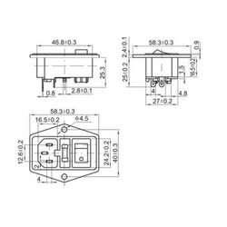 10A 250VAC Güç Soketi/Işıklı Anahtarlı/Sigortalı-3D Yazıcı Uyumlu - Thumbnail