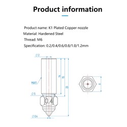 1.0mm Sertleştirilmiş Çelik Creality K1 - K1 Max - CR-M4 Nozzle - Thumbnail