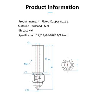 1.0mm Sertleştirilmiş Çelik Creality K1 - K1 Max - CR-M4 Nozzle