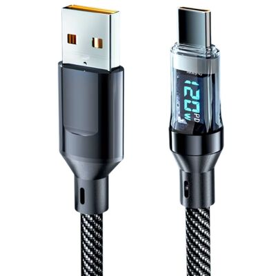 120W Dijital Göstergeli USB to Type-C Hızlı Şarj Kablosu- 2 Metre