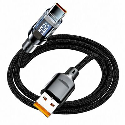 120W Dijital Göstergeli USB to Type-C Hızlı Şarj Kablosu- 2 Metre