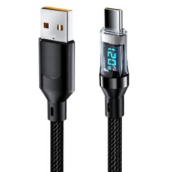 Robo90 - 120W Dijital Göstergeli USB to Type-C Hızlı Şarj Kablosu- 2 Metre
