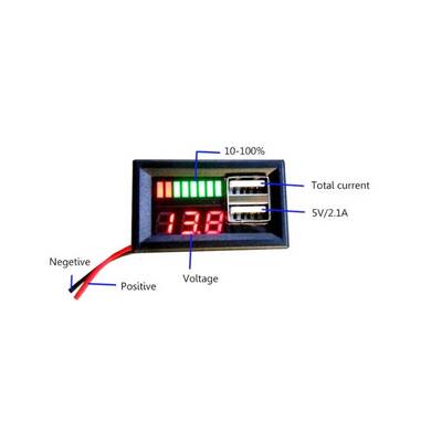 12V Dijital Voltmetre - 5V 2.1A Çıkış - Otomobil Uyumlu - 12V -5V Dönüştürücü