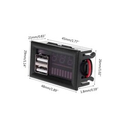 12V Dijital Voltmetre - 5V 2.1A Çıkış - Otomobil Uyumlu - 12V -5V Dönüştürücü - Thumbnail