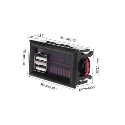 12V Dijital Voltmetre - 5V 2.1A Çıkış - Otomobil Uyumlu - 12V -5V Dönüştürücü