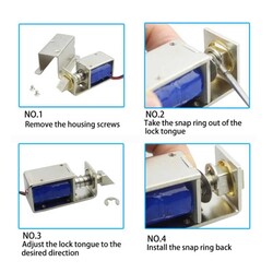 12V Solenoidli Kilit Mandalı - 53x38x28mm - Thumbnail