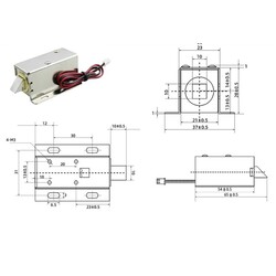 12V Solenoidli Kilit Mandalı - 53x38x28mm - Thumbnail