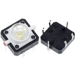 Robo90 - 12x12x7.3mm Beyaz Led Işıklı Tact Switch Buton