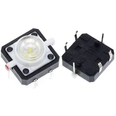 12x12x7.3mm Beyaz Led Işıklı Tact Switch Buton