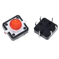 Robo90 - 12x12x7.3mm Kırmızı Led Işıklı Tact Switch Buton