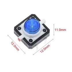 12x12x7.3mm Mavi Led Işıklı Tact Switch Buton - Thumbnail