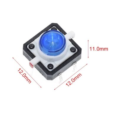 12x12x7.3mm Mavi Led Işıklı Tact Switch Buton