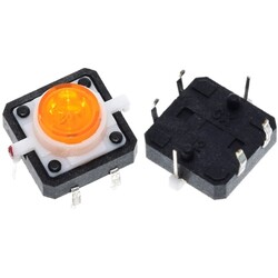 Robo90 - 12x12x7.3mm Sarı Led Işıklı Tact Switch Buton
