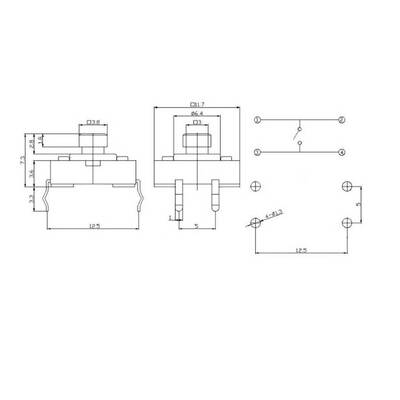 12x12x7.3mm Sarı Push-Tact Buton - 4 Pin