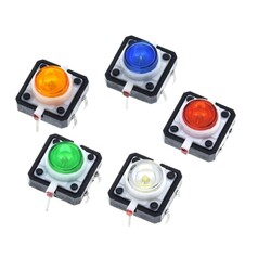 12x12x7.3mm Yeşil Led Işıklı Tact Switch Buton - Thumbnail