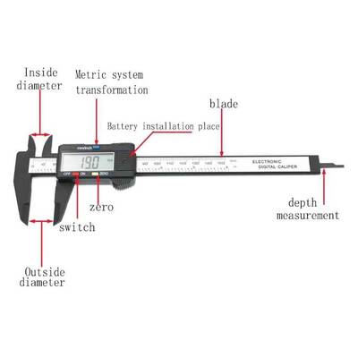 150mm Dijital Karbon Fiber Kumpas - Pil Hediyeli