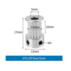 16 Diş GT2-10mm Kasnak - 5mm Şaft Çapı - Thumbnail