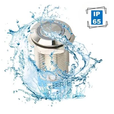 16mm Çıkık Yaylı Işıklı Metal Buton - Mavi