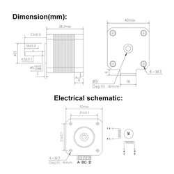 17HS4401S Nema 17 Step Motor - 3D Yazıcı Uyumlu - Thumbnail