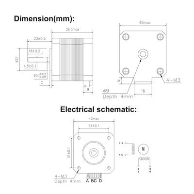 17HS4401S Nema 17 Step Motor - 3D Yazıcı Uyumlu
