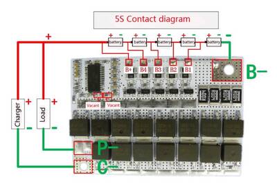 18V 5S 100A BMS Lityum Lipo Batarya Korumalı Balans Kartı