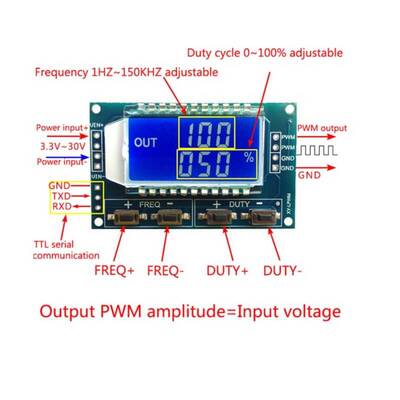 1Hz-150Khz PWM Sinyal Jeneratörü - LCD Ekranlı-XY-LPWM