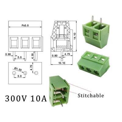 2 Pin 1 No 5.00mm Klemens - Terminal Konnektör