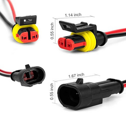 2 Pin Kablolu Su Geçirmez Konnektör Takım - Thumbnail