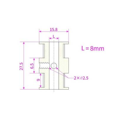 20 Diş Çift Kafalı GT2-9mm Kasnak - 8mm Şaft Çapı