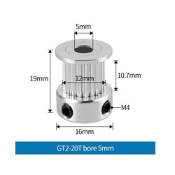 20 Diş GT2-10mm Kasnak - 5mm Şaft Çapı - Thumbnail