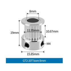 20 Diş GT2-10mm Kasnak - 8mm Şaft Çapı - Thumbnail