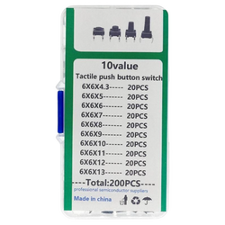 200 Adet 6x6mm Tact Buton Seti Kutulu - Thumbnail