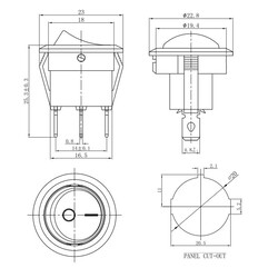 20mm Işıklı Yuvarlak Switch - ON-OFF-12V/20A- Kırmızı - Thumbnail