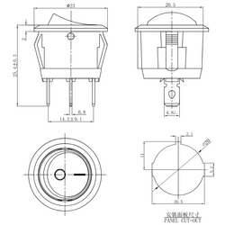 20mm Işıklı Yuvarlak Switch - ON-OFF-250VAC/6A- Kırmızı - Thumbnail