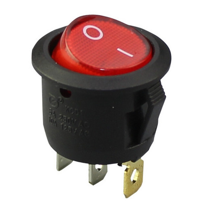 20mm Işıklı Yuvarlak Switch - ON-OFF-250VAC/6A- Kırmızı