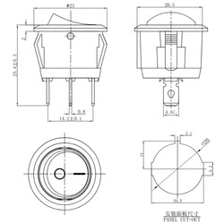 20mm Işıklı Yuvarlak Switch - ON-OFF-250VAC/6A- Kırmızı - Thumbnail