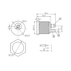 2.1x5.5mm DC Şase Konnektör - Dişi - Somunlu - Thumbnail